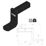 TAG | Heavy Duty Tow Ball Mount | 193mm Long 125mm Drop 50mm Square Hitch | L4183