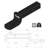 TAG | Heavy Duty Tow Ball Mount | 268mm Long 40mm Drop 50mm Square Hitch | L4240