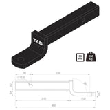 TAG | Heavy Duty Tow Ball Mount | 338mm Extra Long 40mm Drop 50mm Square Hitch | L4310