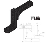 TAG | Adjustable Heavy Duty Tow Ball Mount 90° Face | Universal 50mm Square Hitch 297mm Long | L4435
