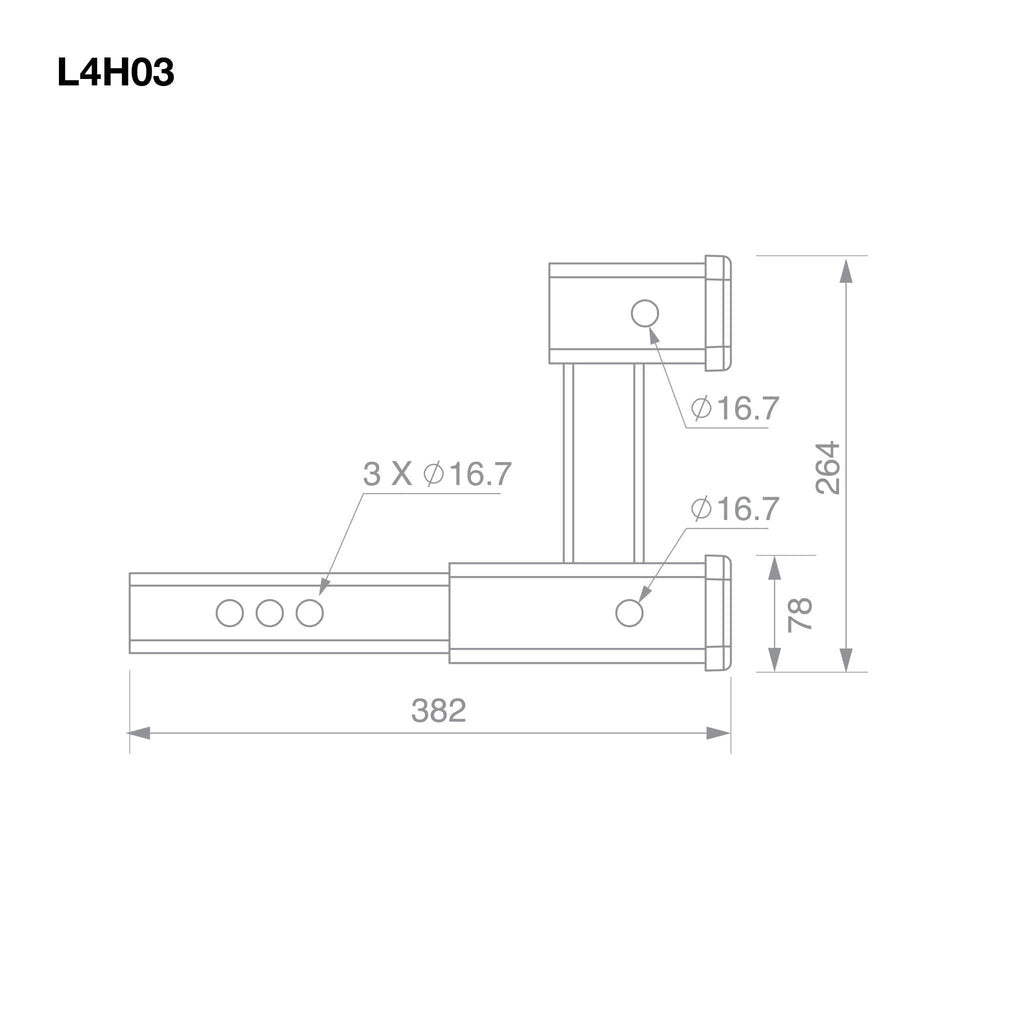 TAG | Dual Receiver Hitch Extender | 50mm Square Heavy Duty | L4H03