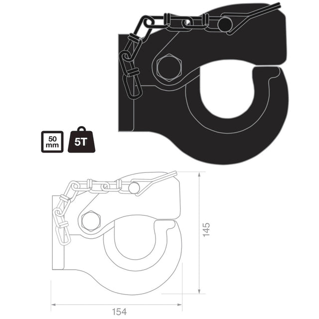 TAG | 5 Tonne Forged Pintle Hook | ADR 62/02 Compliant | L4T03