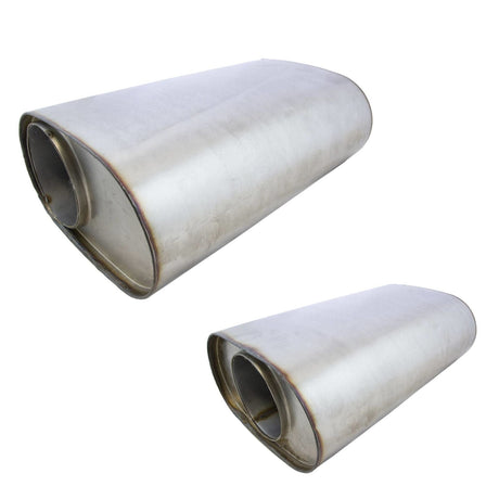 Redback - 4" Muffler O/C 14"x9"x4.5" Oval 304 Stainless Steel Polished