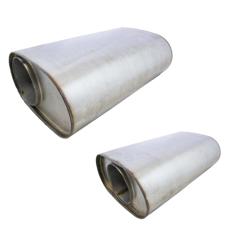 Redback - 4" Universal Muffler Offset/Centre 14"x9"x5" Oval 409 Brushed Stainless