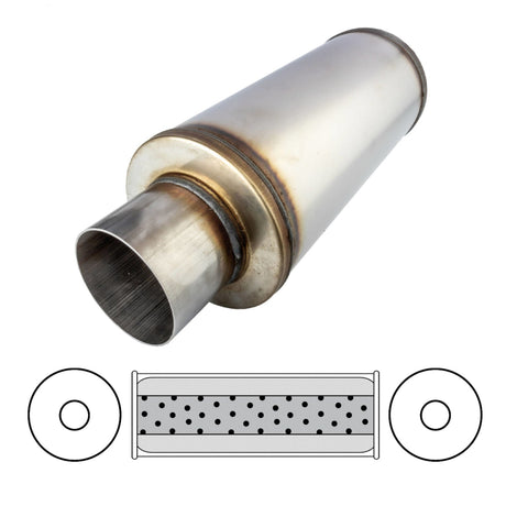Redback - 3.5" Universal Muffler Centre/Centre 14"x6" Round 409 Stainless