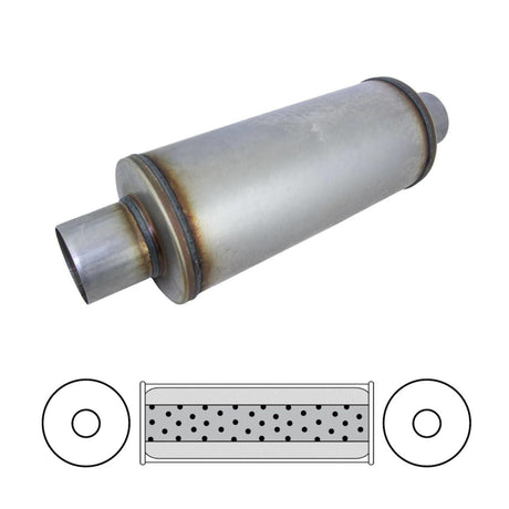 Redback - 4" Megaflow Muffler C/C 14"x6" Round 409 Stainless Steel