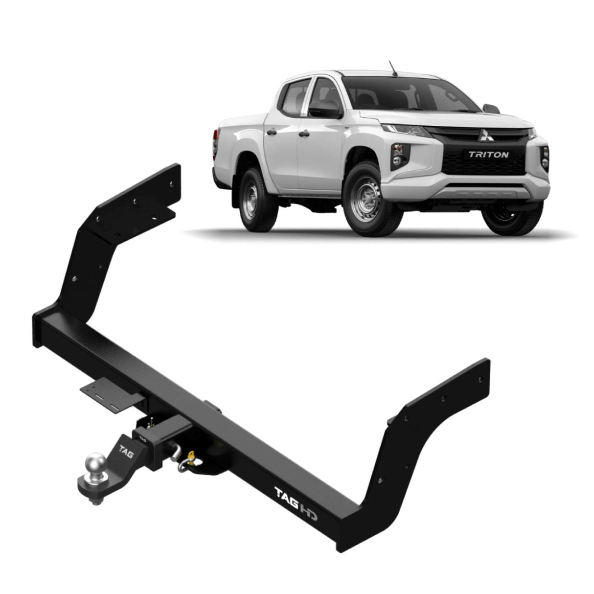 TAG | Heavy Duty Towbar & Direct Fit Wiring Kit | Mitsubishi Triton MR Dual Cab 2018–2024 (With Step) | T4C635-K203
