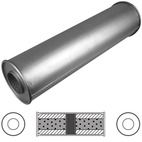 Redback - 2 1/4" Chambered Muffler Centre/Centre 24"x6" Round Aluminised