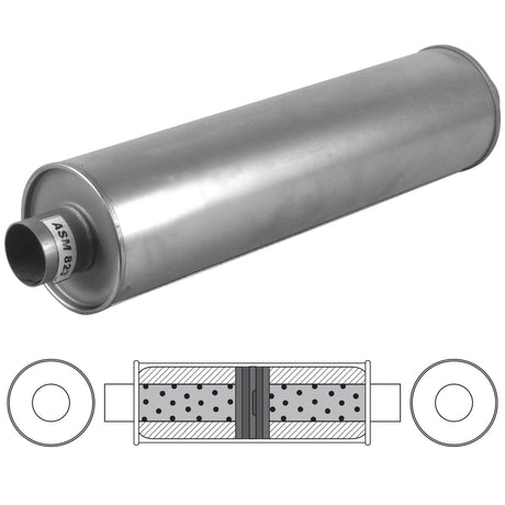 Redback - 4" Baffled Universal Muffler Centre/Centre 44"x9" Round Aluminised Steel