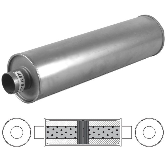 Redback - 4" Baffled Universal Muffler Centre/Centre 44"x9" Round Aluminised Steel