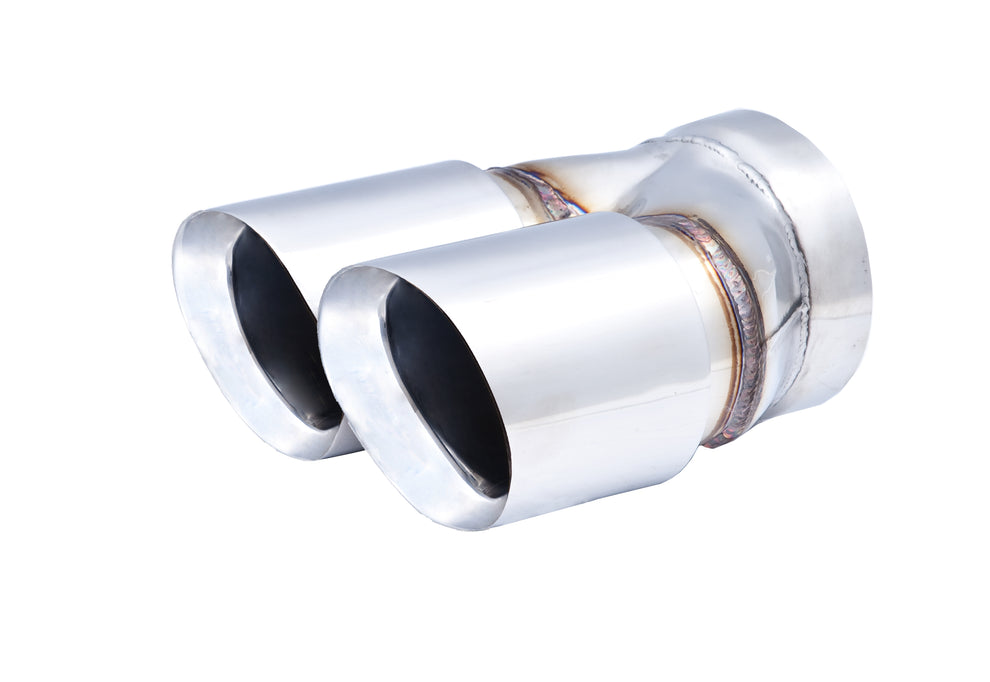 XForce | Twin 3.5" Round Angle-Cut Exhaust Tips | Double Wall 304 Stainless Steel | TY-AW35-63