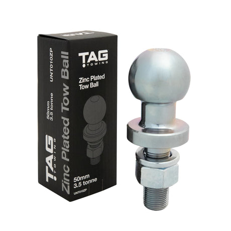 TAG | Zinc Plated Tow Ball | 50mm Diameter 3.5 Tonne 62mm Shank | UNT010ZP