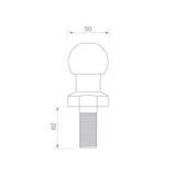 TAG | Chrome Tow Ball | 50mm 3.5 Tonne 7/8" Shank | UNT010