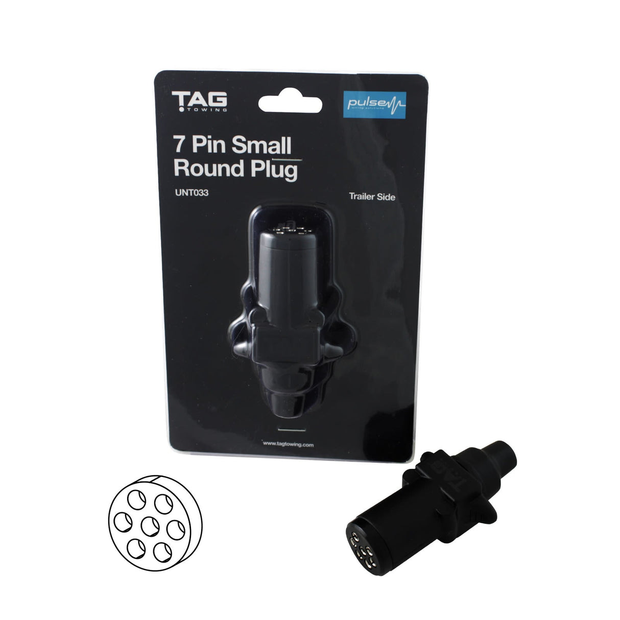 TAG | 7-Pin Small Round Plug (Trailer Side) | Universal Fitting | UNT033