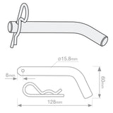 TAG | Hitch Pin & R-Clip | 15.8mm 5/8" Zinc Plated Steel Class 4 | UNT080BLIS