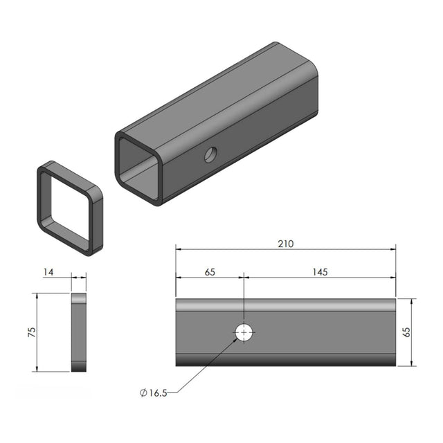 TAG | Class 4 Universal Weld-In Towbar Hitch Box | 50mm x 50mm Receiver | UNTBOX