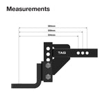TAG | Adjustable Heavy Duty Tow Ball Mount 90° Face | Universal 50mm Square Hitch 174mm Drop | UNTTBM000
