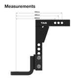 TAG | Adjustable Heavy Duty Tow Ball Mount 90° Face | Universal 50mm Square Hitch 360mm Drop | UNTTBM150