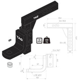 TAG | Adjustable Heavy Duty Tow Ball Mount 90° Face | Universal 50mm Square Hitch | UNTTBM450