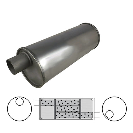 Redback - 2" Universal Muffler Offset/Offset 16"x8"x4" Oval Aluminised