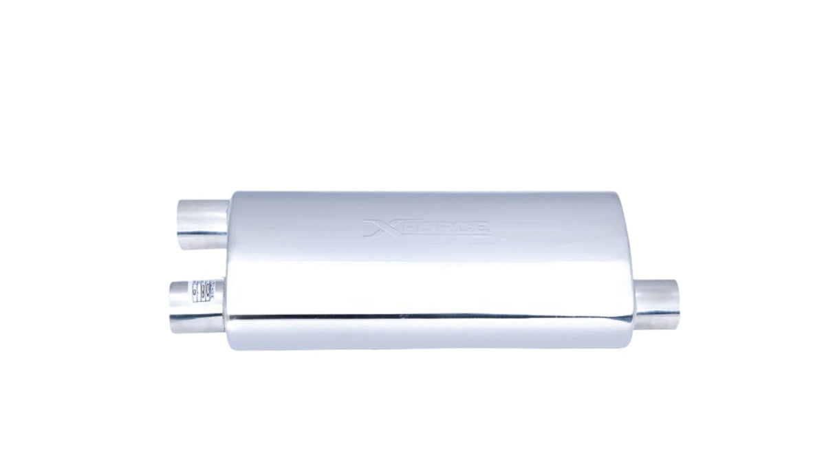 XForce | Varex Valved East West Muffler | Single 3" In Dual 2.5" Out | 304 Stainless Steel | VX28-20300
