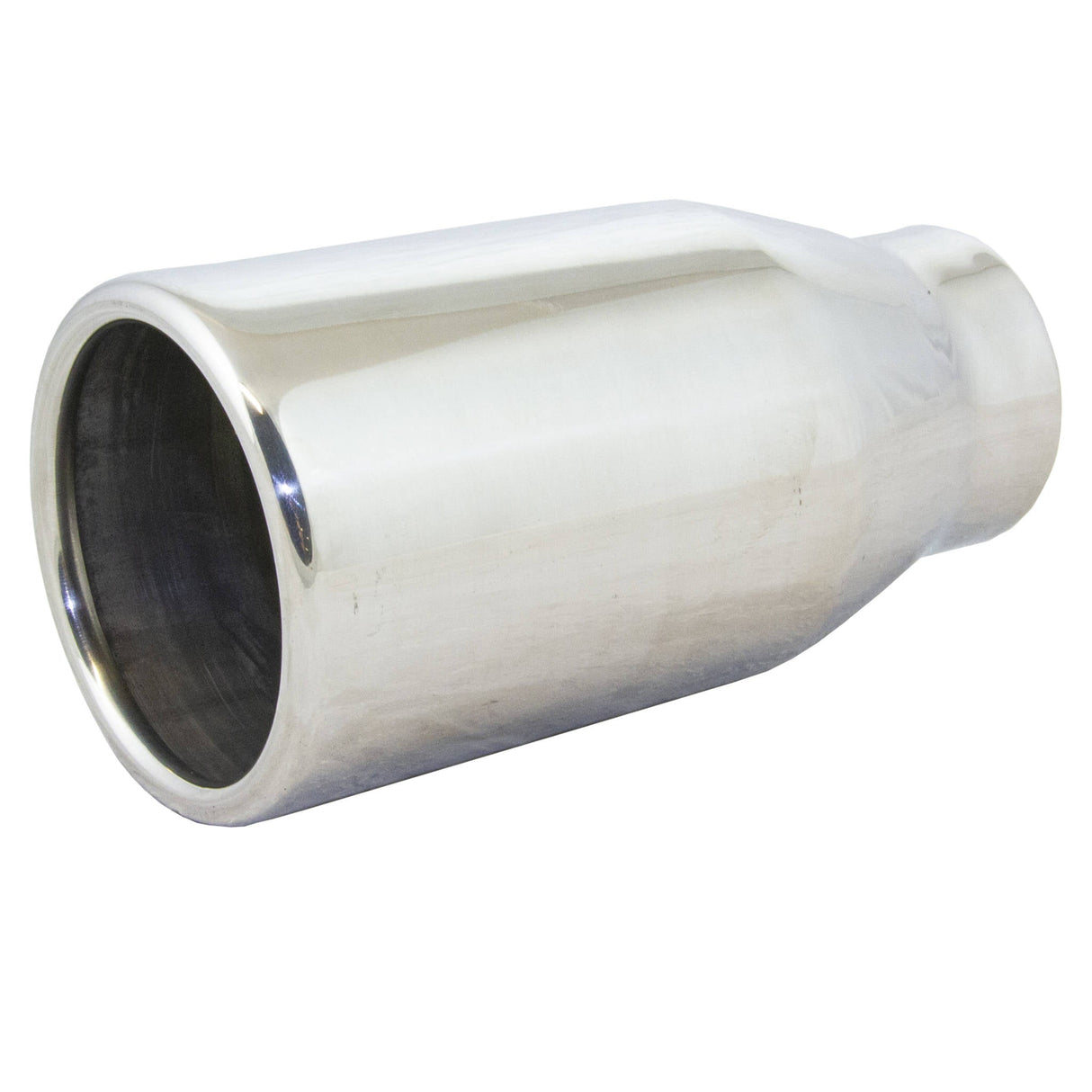 Exhaust Tip - 2" Inch (In) 3" Inch (Out) 150mm Long (Straight Cut - Rolled Edge - Stainless Steel)