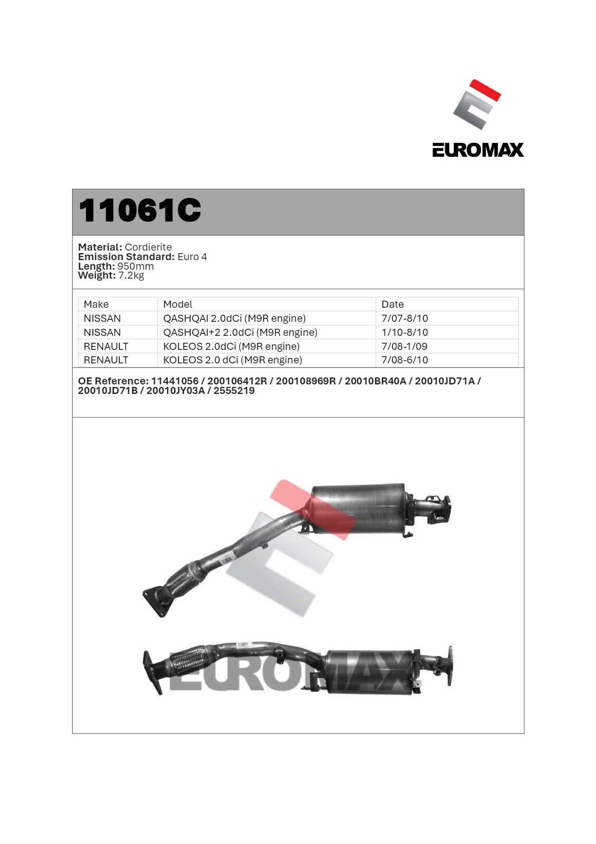 DPF Kit for Renault Koleos 2.0L – Euromax Diesel Particulate Filter