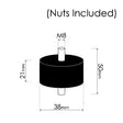 Cotton Reel Mounts - Inside Diameter 38mm, ROUND, M8