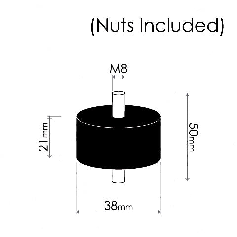 Cotton Reel Mounts - Inside Diameter 38mm, ROUND, M8