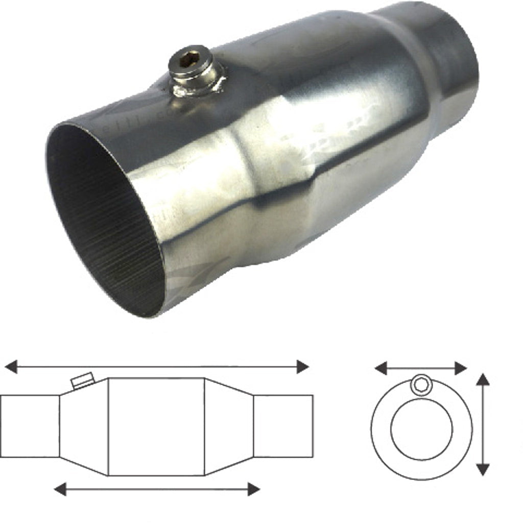 Redback - 4" High Flow Catalytic Converter Centre/Centre Round Stainless