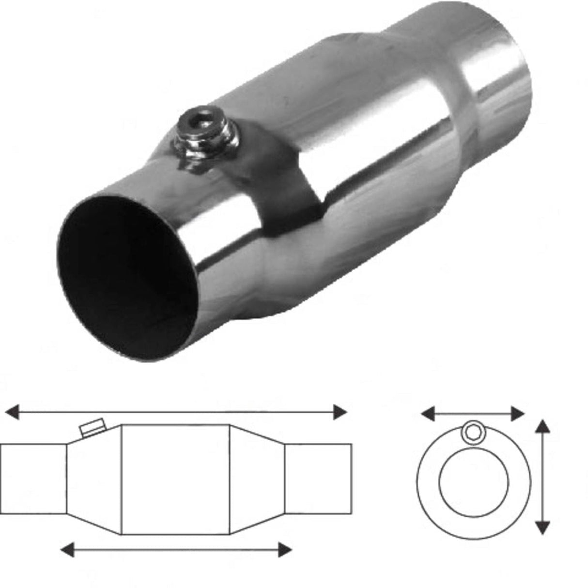 Redback - 3" Diesel Specific High Flow Catalytic Converter Centre/Centre Small Body Round Aluminised
