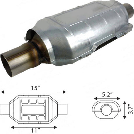 Redback - 2" Catalytic Converter Euro II Ceramic 400 CPSI Round Equivalent Oval Body