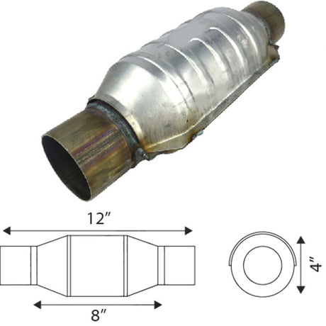 Redback - 2.25" High Flow Catalytic Converter Centre/Centre Round Aluminised
