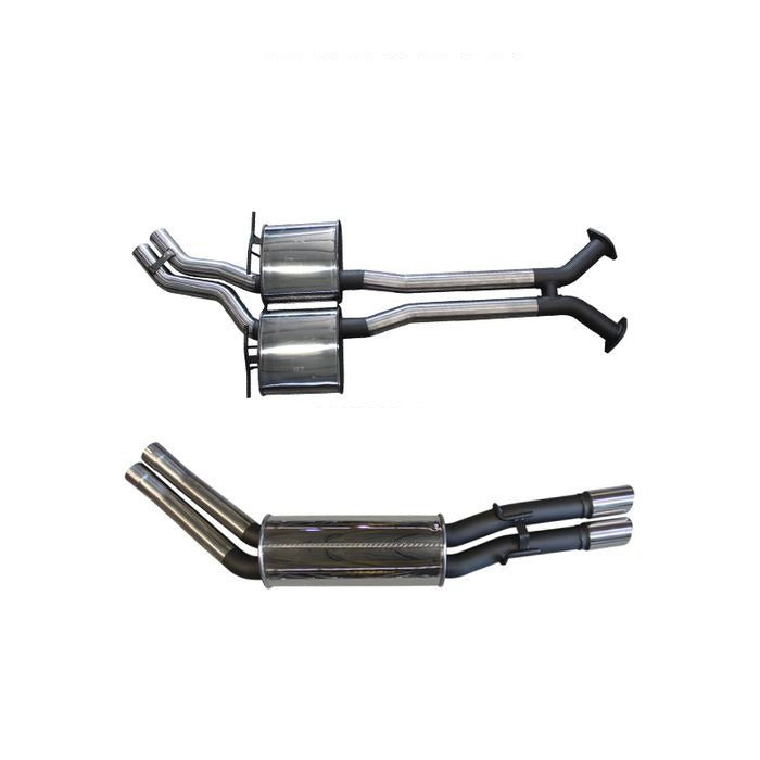 Manta | Twin 2.5″ Cat Back Exhaust System with Muffler/Muffler | Holden Statesman WH 5.7L V8 LWB Sedan 1999–2003