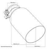 Exhaust Tip - 3" In - 5" Out - 12" Long (Angle Cut _ Inner Cone - 304 Black Chrome)