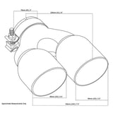 Exhaust Tip - 3 Inch In - Dual 3.5" Out - 9" Long LHS (Y-Piece - Inner Cone - Stainless Steel)