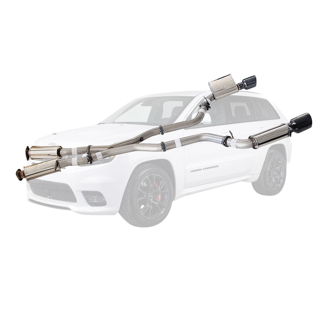ESA | Stainless Steel Twin 3" Catback Exhaust 4" Black Chrome Tips | Jeep Grand Cherokee SRT 6.4L | ST401-404BCT-SS