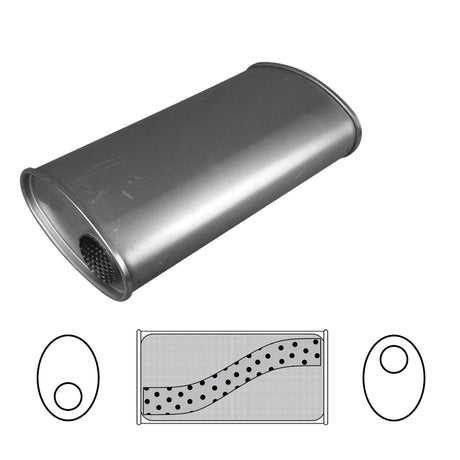 Redback - 2" Universal Muffler Offset/Offset 406x203x101mm Oval Aluminised
