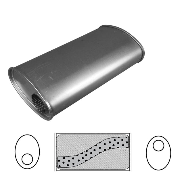 Redback - 2.5" Universal Muffler Offset/Offset 406x203x101mm Oval Aluminised Steel