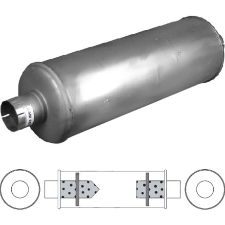 Redback - 5" Straight Through Muffler C/C 44"x10" Round Aluminised Steel