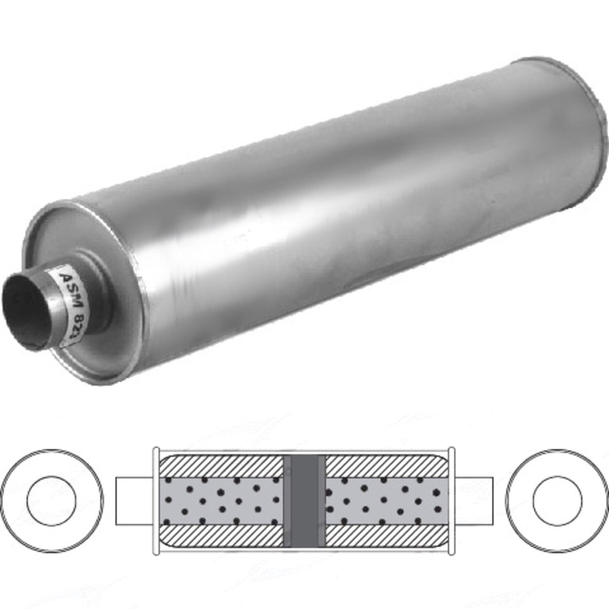 Redback - 2" Universal Muffler Centre/Centre 610x152mm Round Aluminised