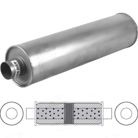 Redback - 2" Universal Muffler Centre/Centre 610x152mm Round Aluminised