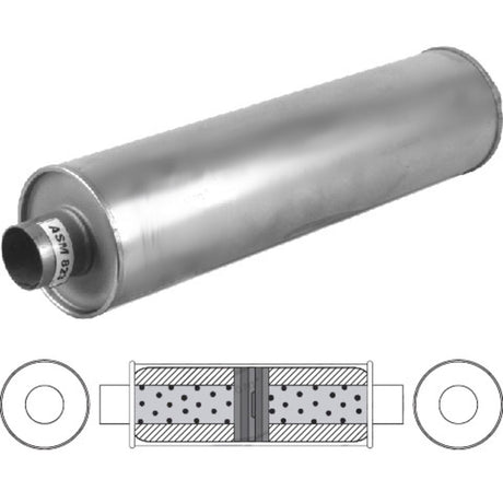 Redback - 2" Baffled Universal Muffler Centre/Centre 24" Round Aluminised