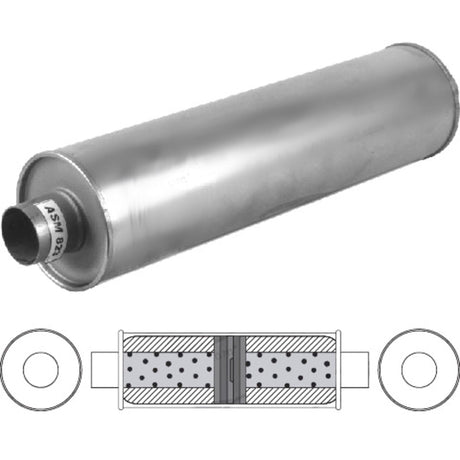 Redback - 2 1/2" Universal Muffler Centre/Centre 24"x6" Round Aluminised