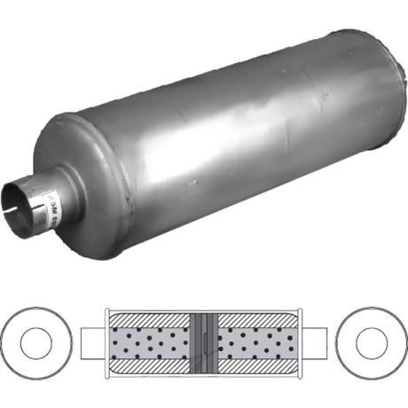Redback - 3" Chambered Muffler Centre/Centre 24"x8" Round Aluminised