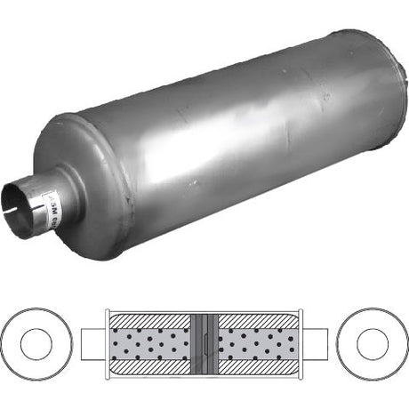 REDBACK | 4" ID Heavy Duty Baffled Truck Muffler 8" Round 24" Long Domed End | TR824400GPB