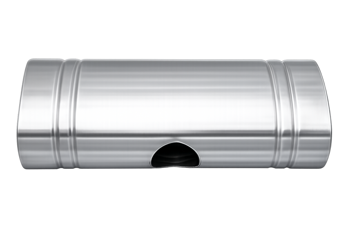 XForce | 304SS Oval East-West Muffler 24" | 2.5" Inlet to Dual 2.25" Outlet | Brushed Finish | VX9E-2425225