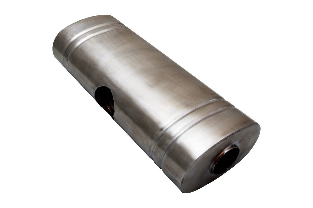 XForce | 409SS Oval East-West Muffler 20" | 3" Inlet to Dual 2.5" Outlet | Brushed Finish | VX9E4-20325